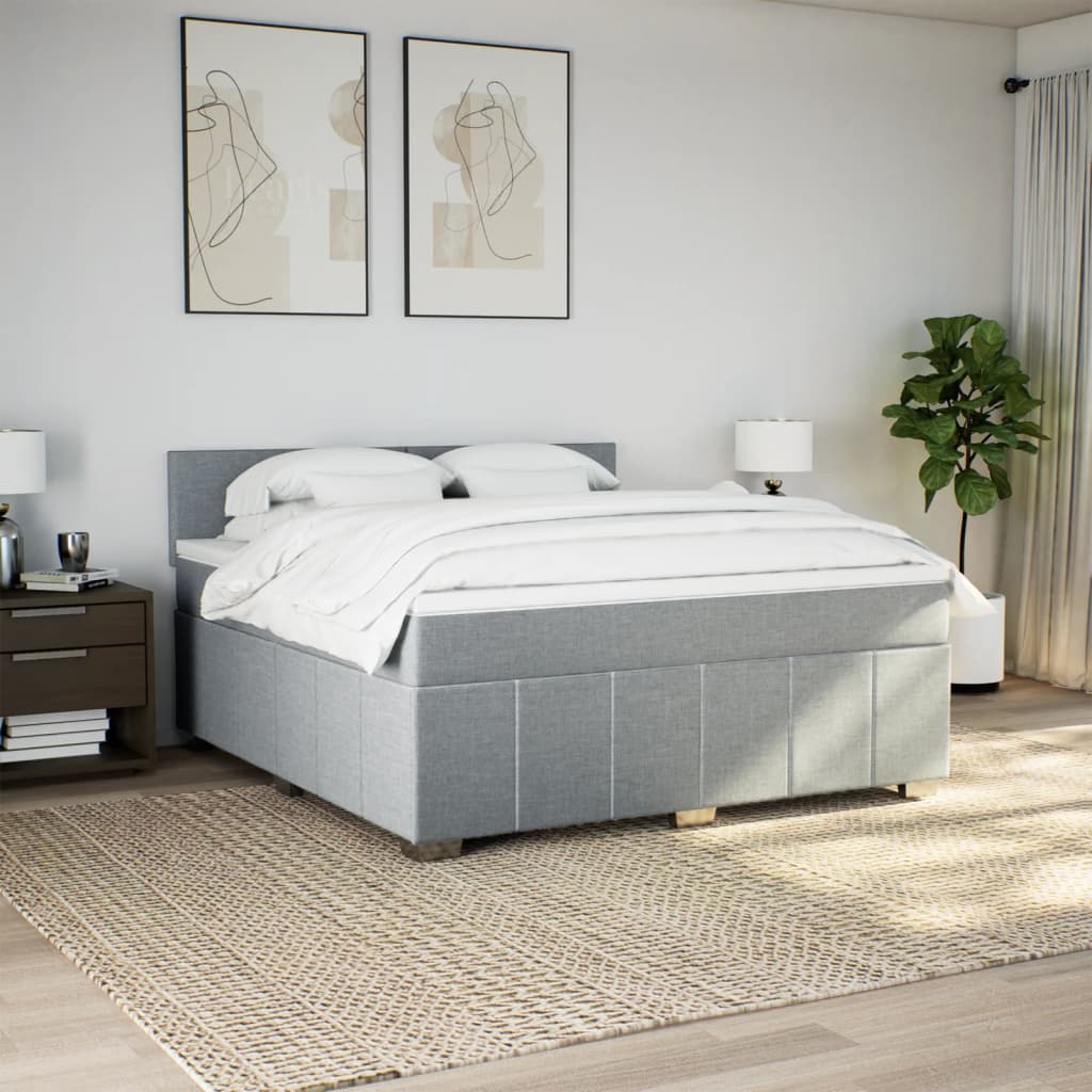 Slatted bed base with mattress Light grey 180x200cm Fabric