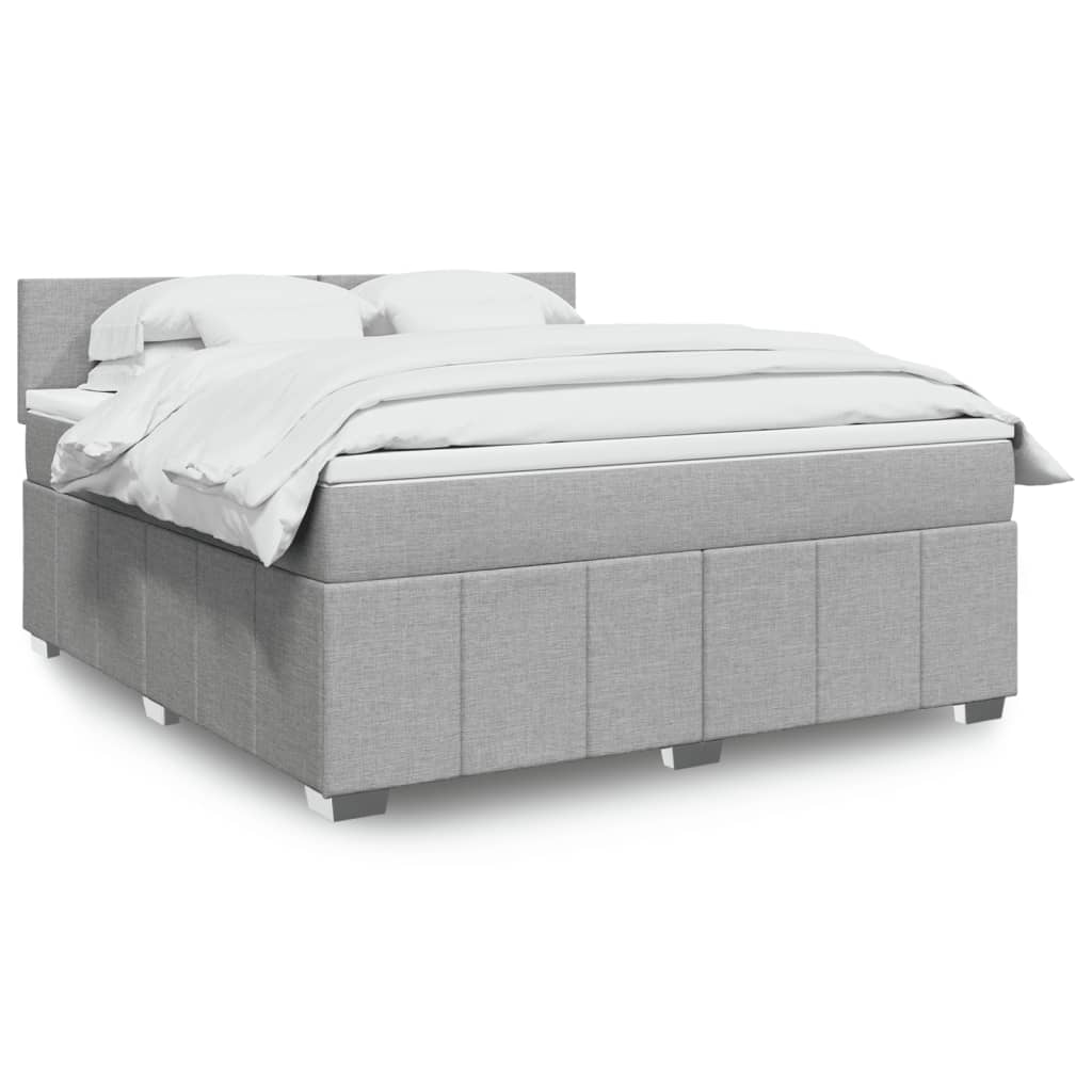 Slatted bed base with mattress Light grey 180x200cm Fabric