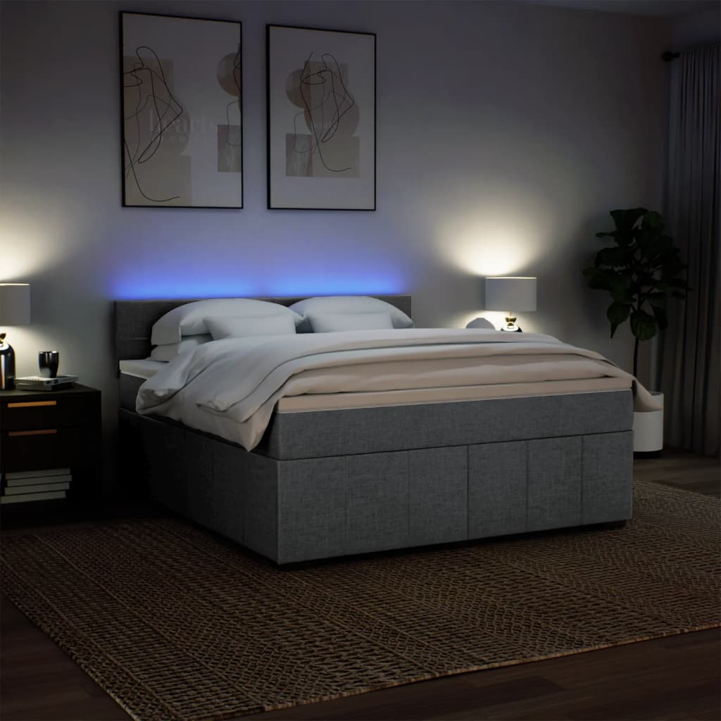 Slatted bed base with mattress Light grey 180x200cm Fabric