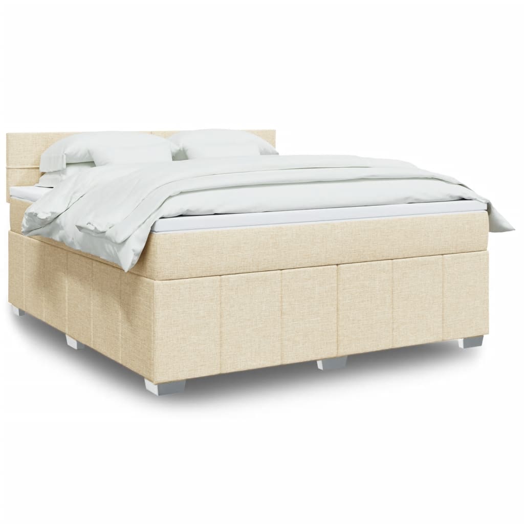 Bed slatted base with mattress Cream 180x200 cm Fabric