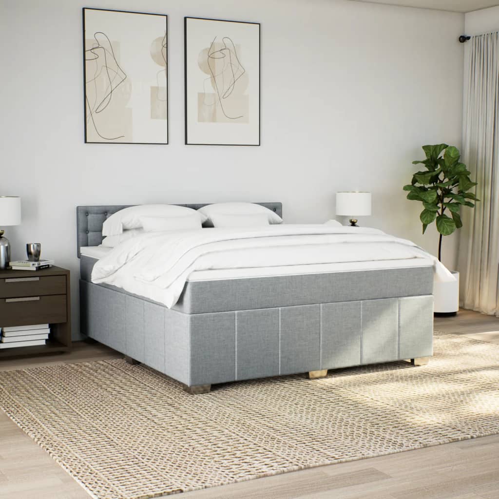 Slatted bed base with mattress Light grey 180x200cm Fabric