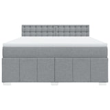 Slatted bed base with mattress Light grey 180x200cm Fabric