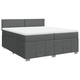 Sommier à lattes de lit avec matelas Gris foncé 200x200cm Tissu