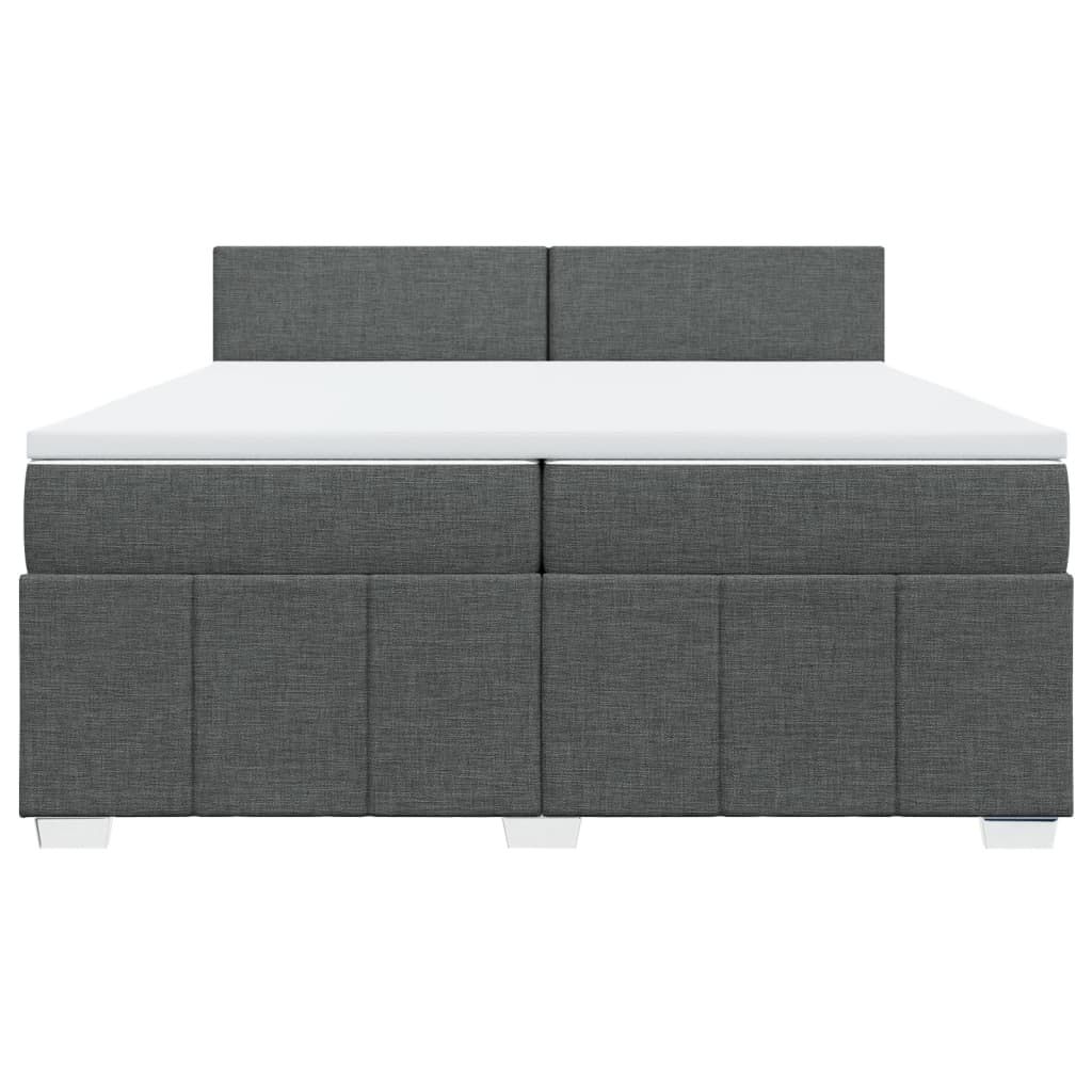 Sommier à lattes de lit avec matelas Gris foncé 200x200cm Tissu