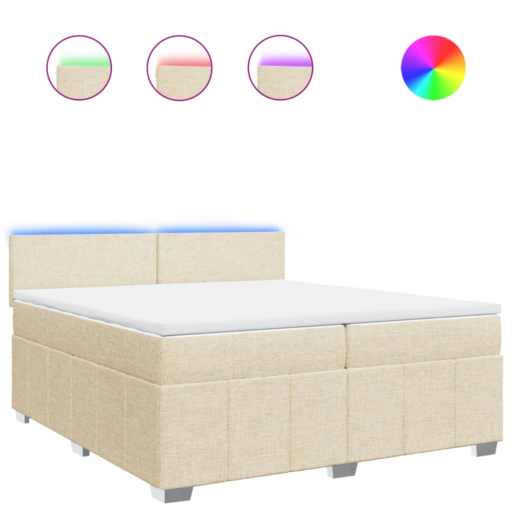 Sommier à lattes de lit avec matelas Crème 200x200 cm Tissu