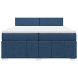 Slatted bed base with mattress Blue 200x200 cm Fabric