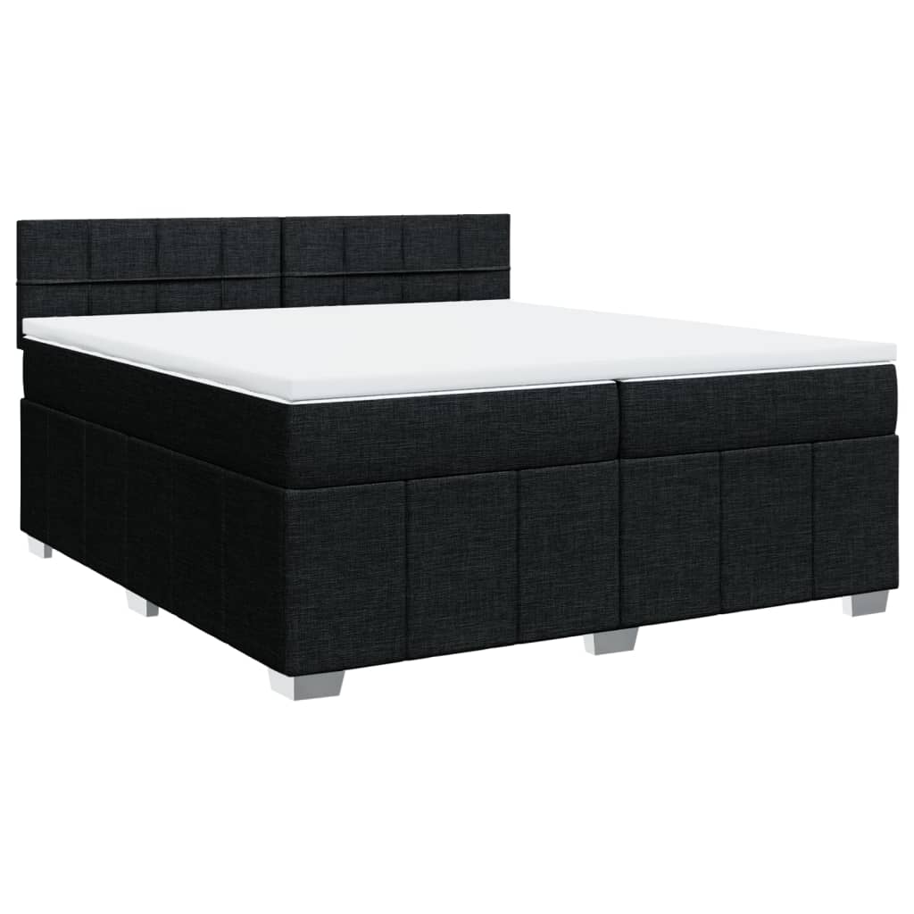 Slatted bed base with mattress Black 200x200 cm Fabric