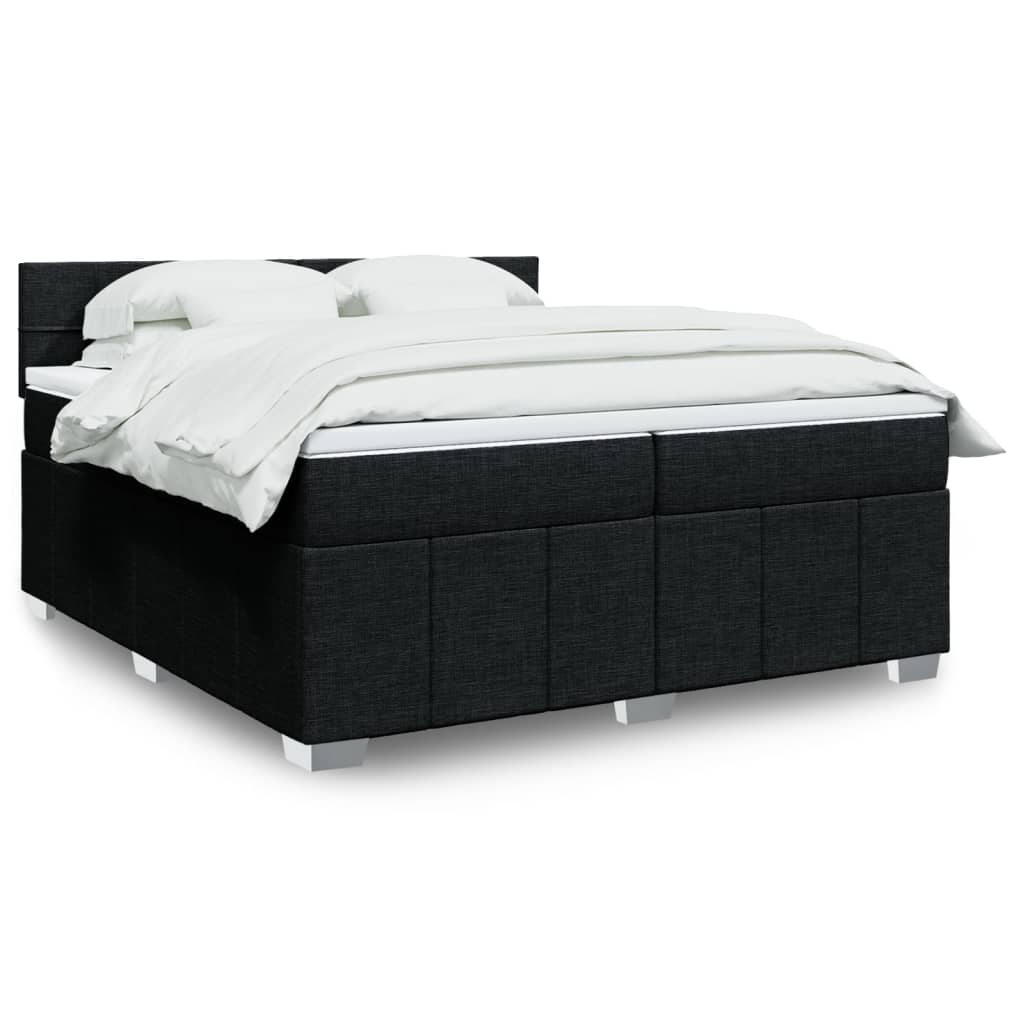 Slatted bed base with mattress Black 200x200 cm Fabric