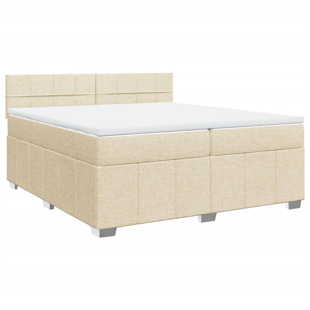 Bed slatted base with mattress Cream 200x200 cm Fabric