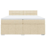 Bed slatted base with mattress Cream 200x200 cm Fabric