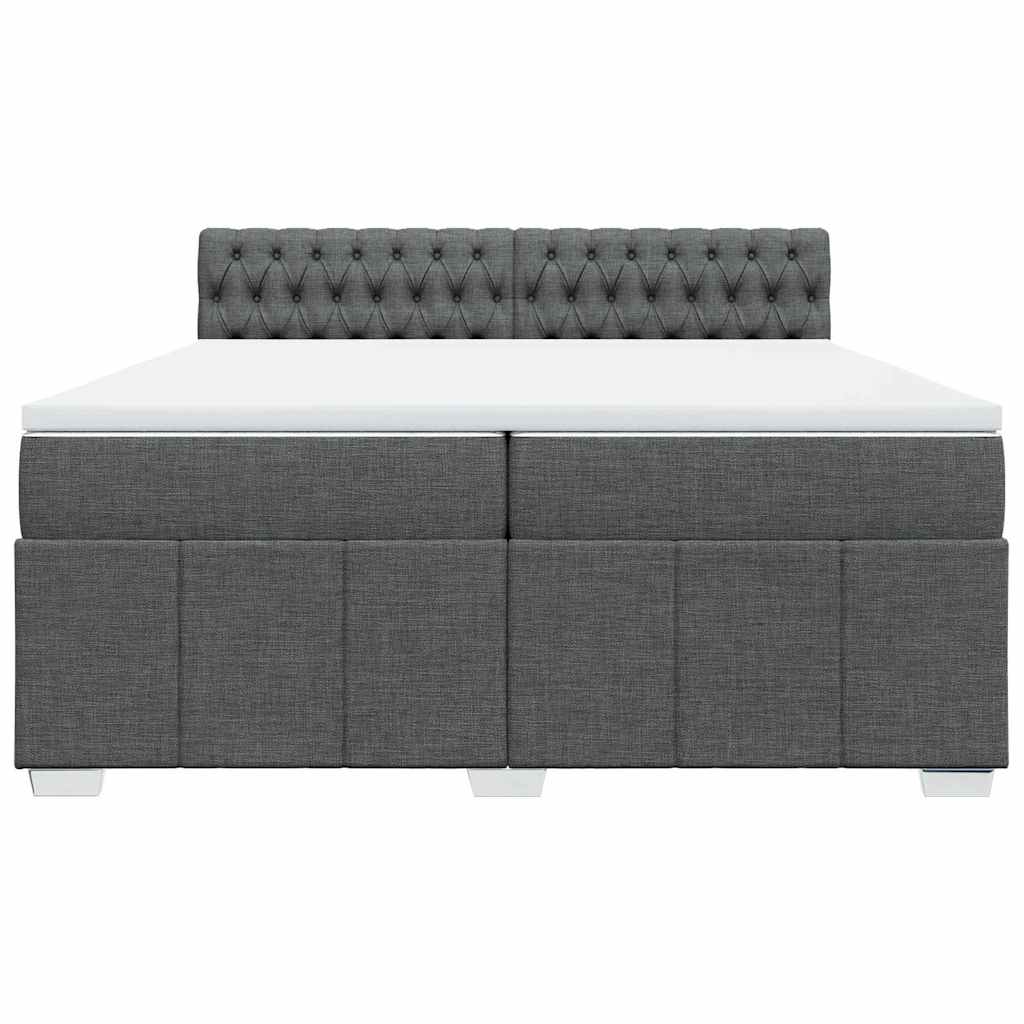 Sommier à lattes de lit avec matelas Gris foncé 200x200cm Tissu