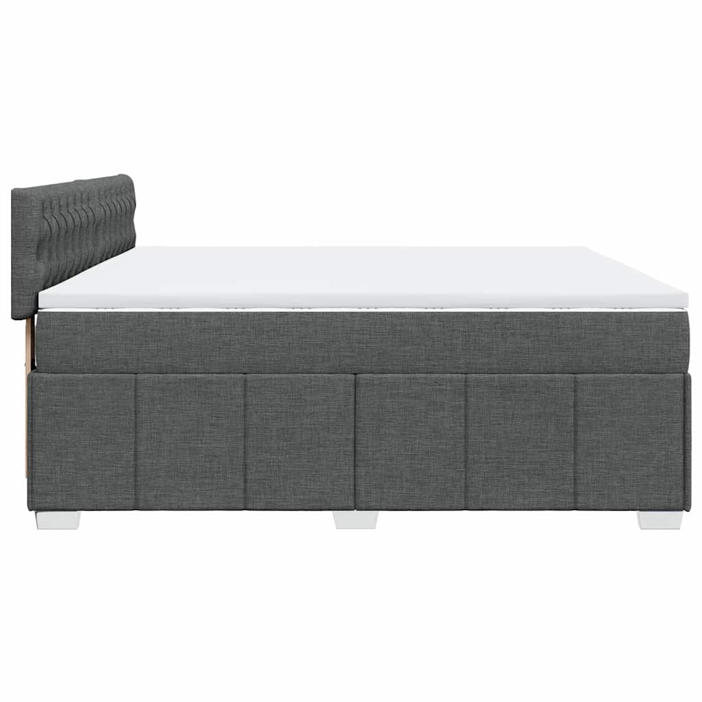 Sommier à lattes de lit avec matelas Gris foncé 200x200cm Tissu