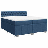 Slatted bed base with mattress Blue 200x200 cm Fabric