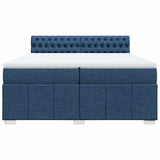 Slatted bed base with mattress Blue 200x200 cm Fabric