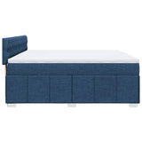 Slatted bed base with mattress Blue 200x200 cm Fabric