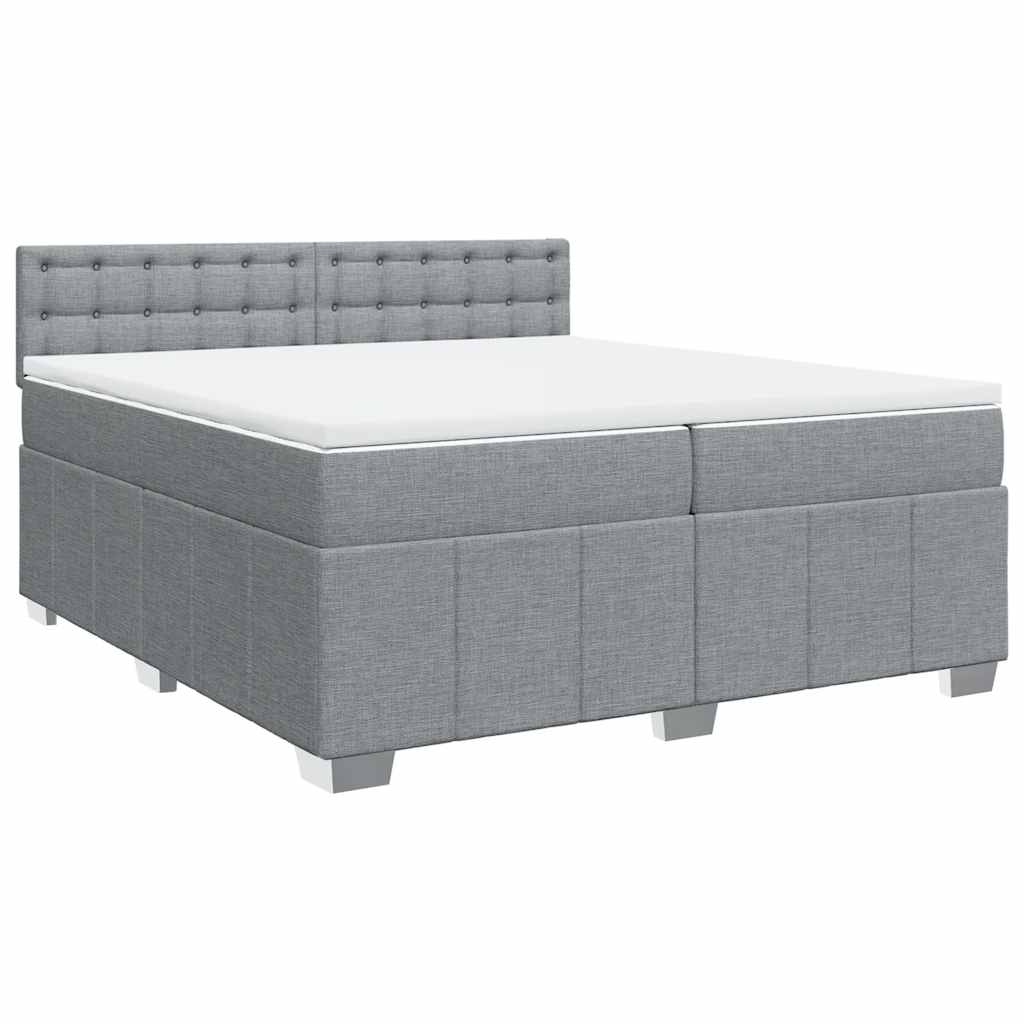 Slatted bed base with mattress Light grey 200x200cm Fabric