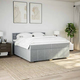 Slatted bed base with mattress Light grey 200x200cm Fabric