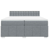 Slatted bed base with mattress Light grey 200x200cm Fabric