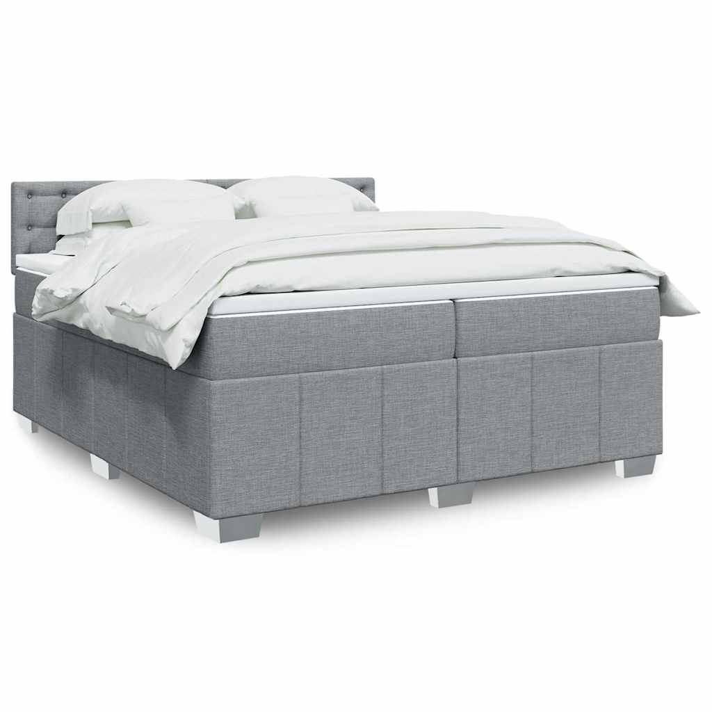 Slatted bed base with mattress Light grey 200x200cm Fabric