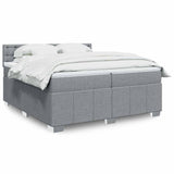 Slatted bed base with mattress Light grey 200x200cm Fabric