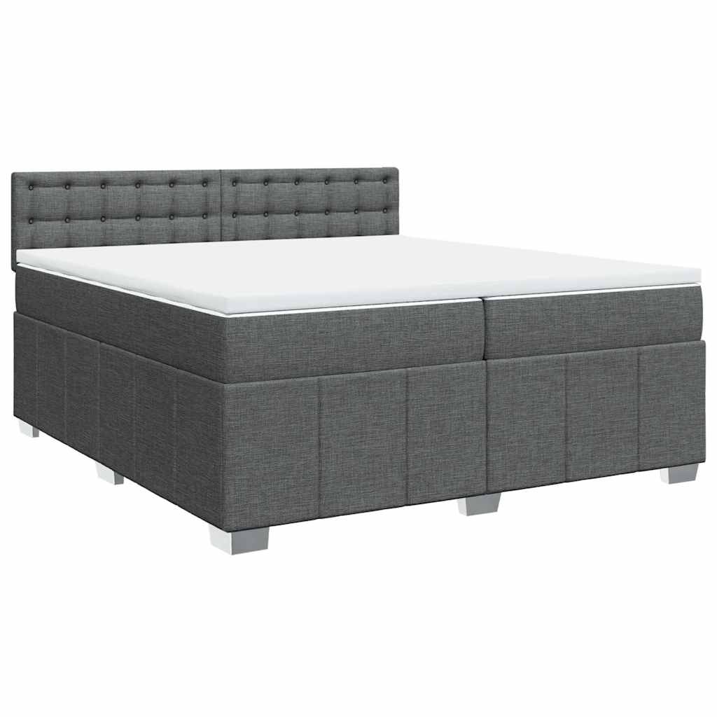 Sommier à lattes de lit avec matelas Gris foncé 200x200cm Tissu