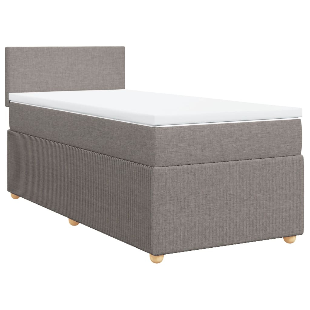 Slatted bed base with mattress Taupe 80x200 cm Fabric