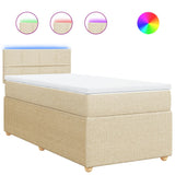 Bed slatted base with mattress Cream 80x200 cm Fabric