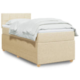 Bed slatted base with mattress Cream 80x200 cm Fabric