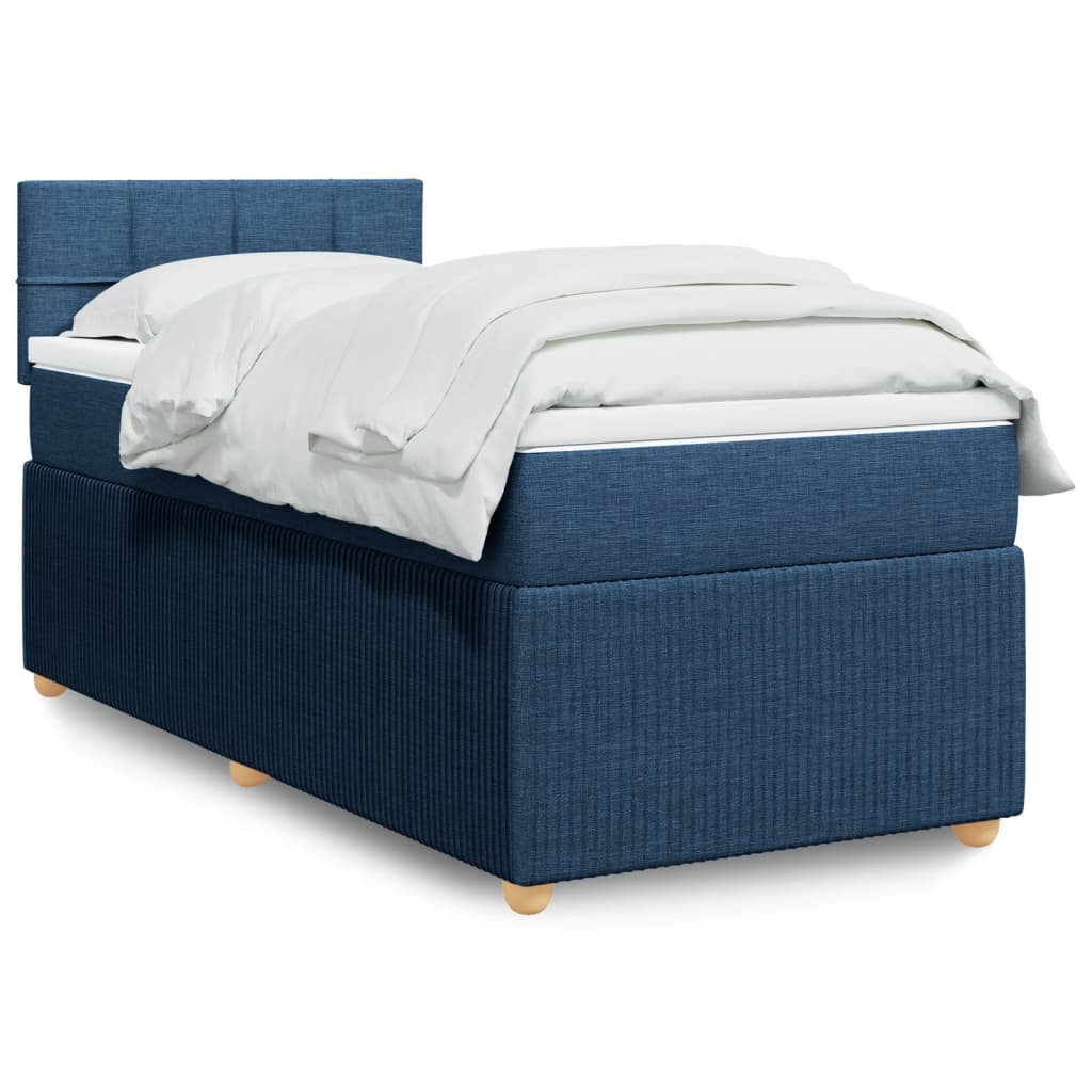 Slatted bed base with mattress Blue 80x200 cm Fabric