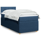 Slatted bed base with mattress Blue 80x200 cm Fabric