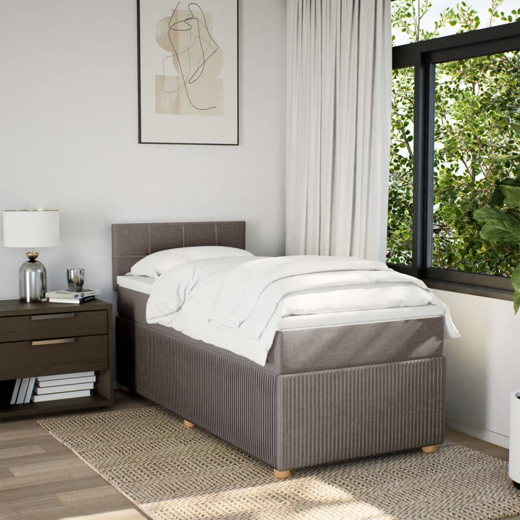 Slatted bed base with mattress Taupe 90x190 cm Fabric