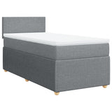 Slatted bed base with mattress Light grey 90x200 cm Fabric