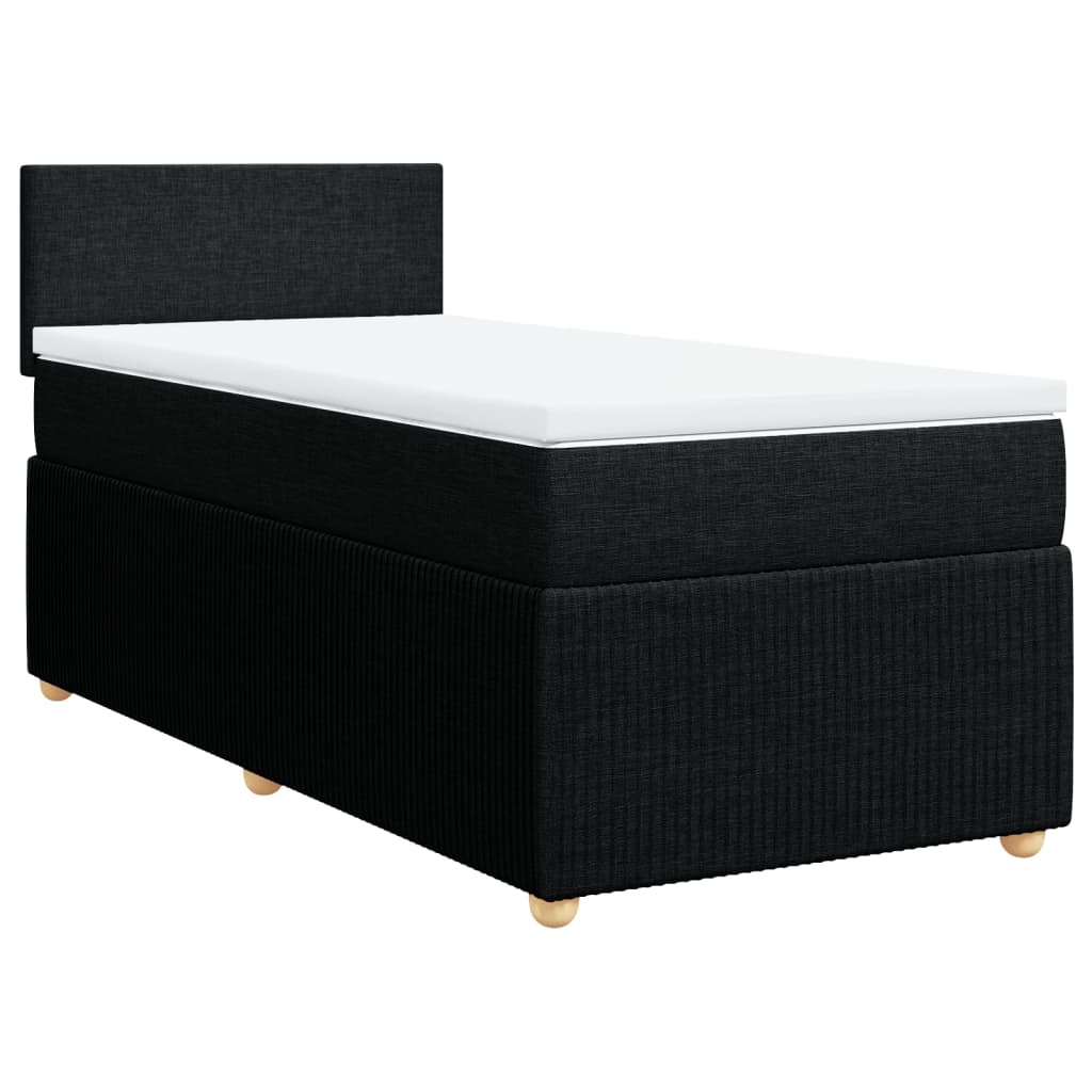 Sommier à lattes de lit avec matelas Noir 90x200 cm Tissu