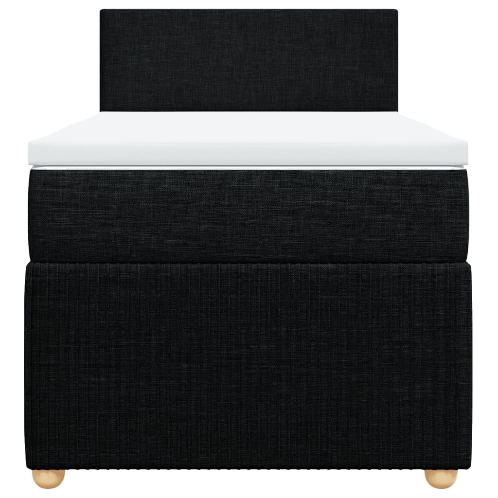 Slatted bed base with mattress Black 90x200 cm Fabric