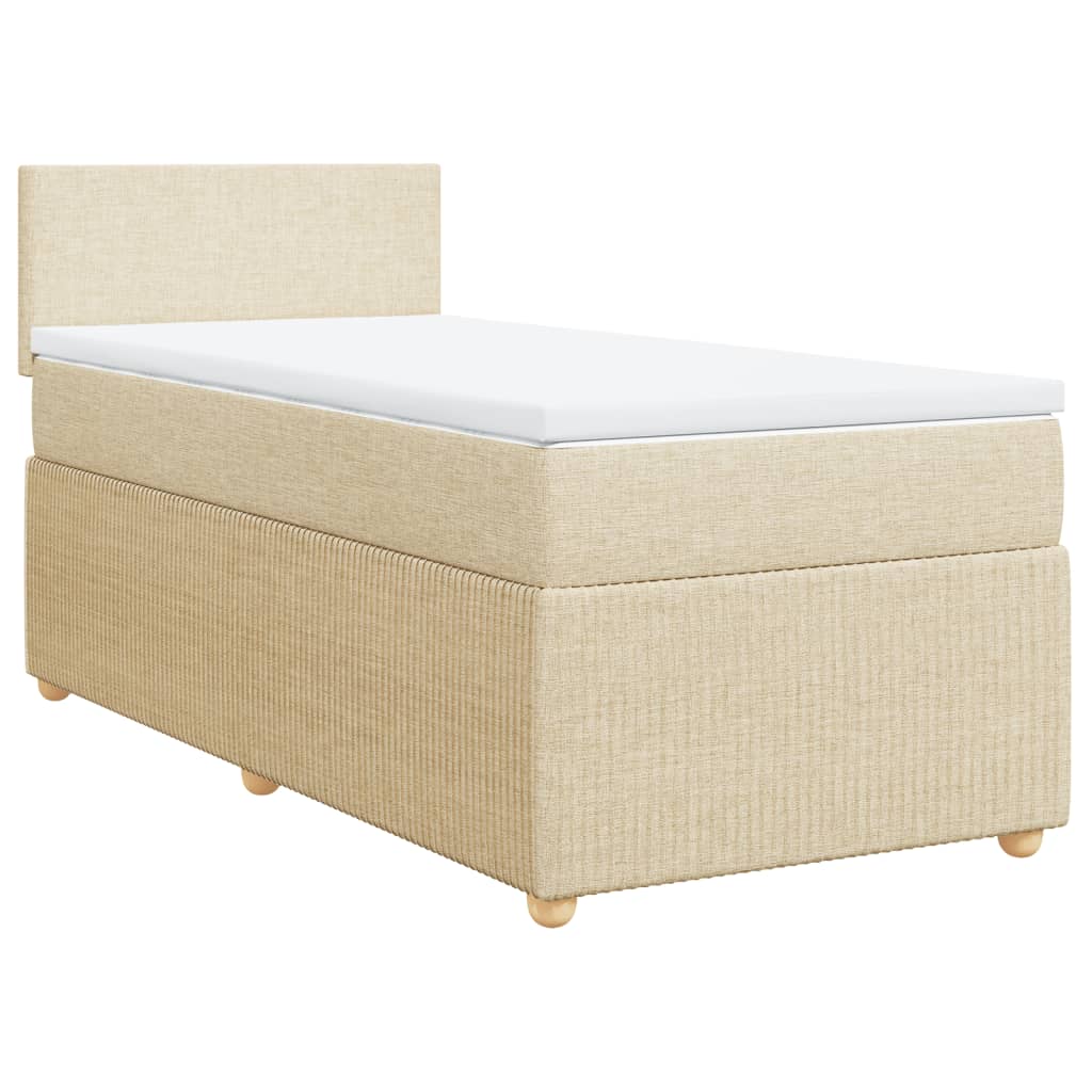 Sommier à lattes de lit avec matelas Crème 90x200 cm Tissu