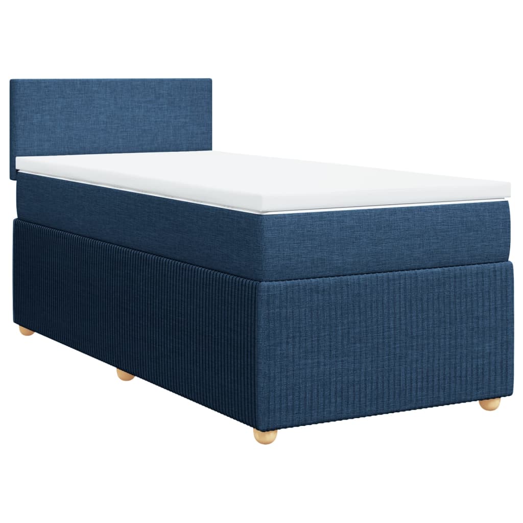 Slatted bed base with mattress Blue 90x200 cm Fabric