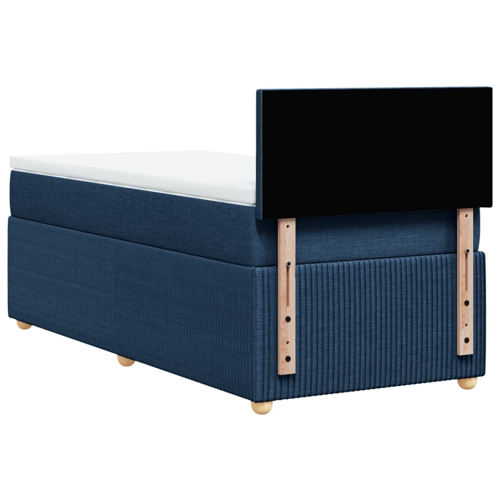 Slatted bed base with mattress Blue 90x200 cm Fabric