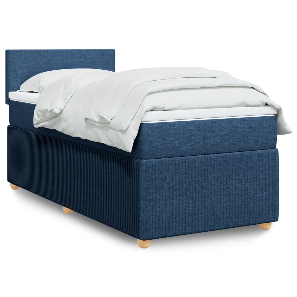 Slatted bed base with mattress Blue 90x200 cm Fabric