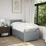 Slatted bed base with mattress Light grey 90x200 cm Fabric