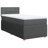 Sommier à lattes de lit avec matelas Gris foncé 90x200 cm Tissu