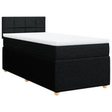 Slatted bed base with mattress Black 90x200 cm Fabric