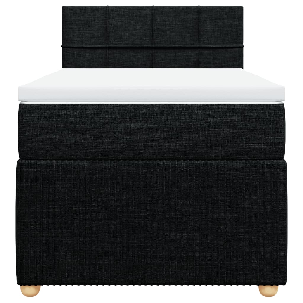 Slatted bed base with mattress Black 90x200 cm Fabric