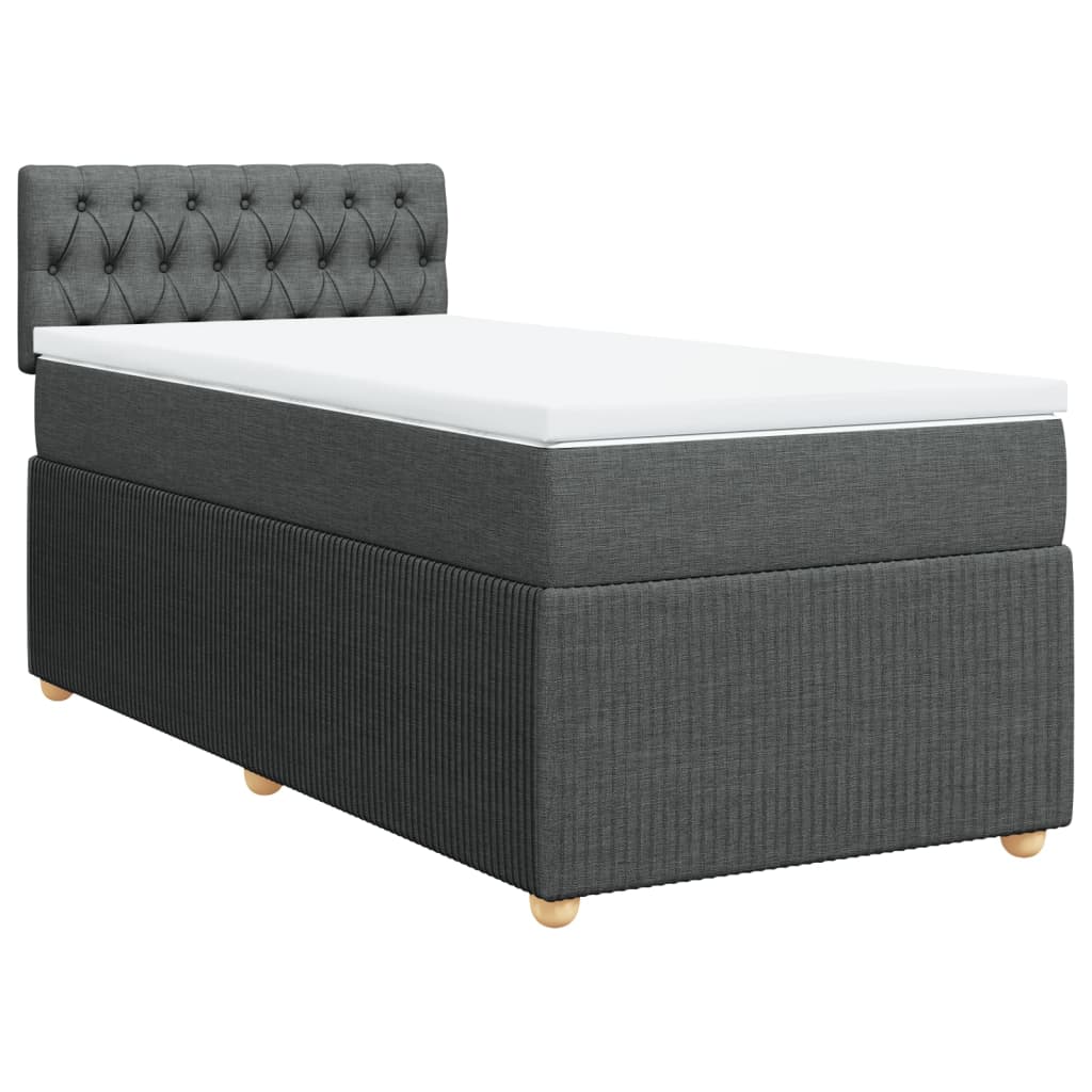 Sommier à lattes de lit avec matelas Gris foncé 90x200 cm Tissu