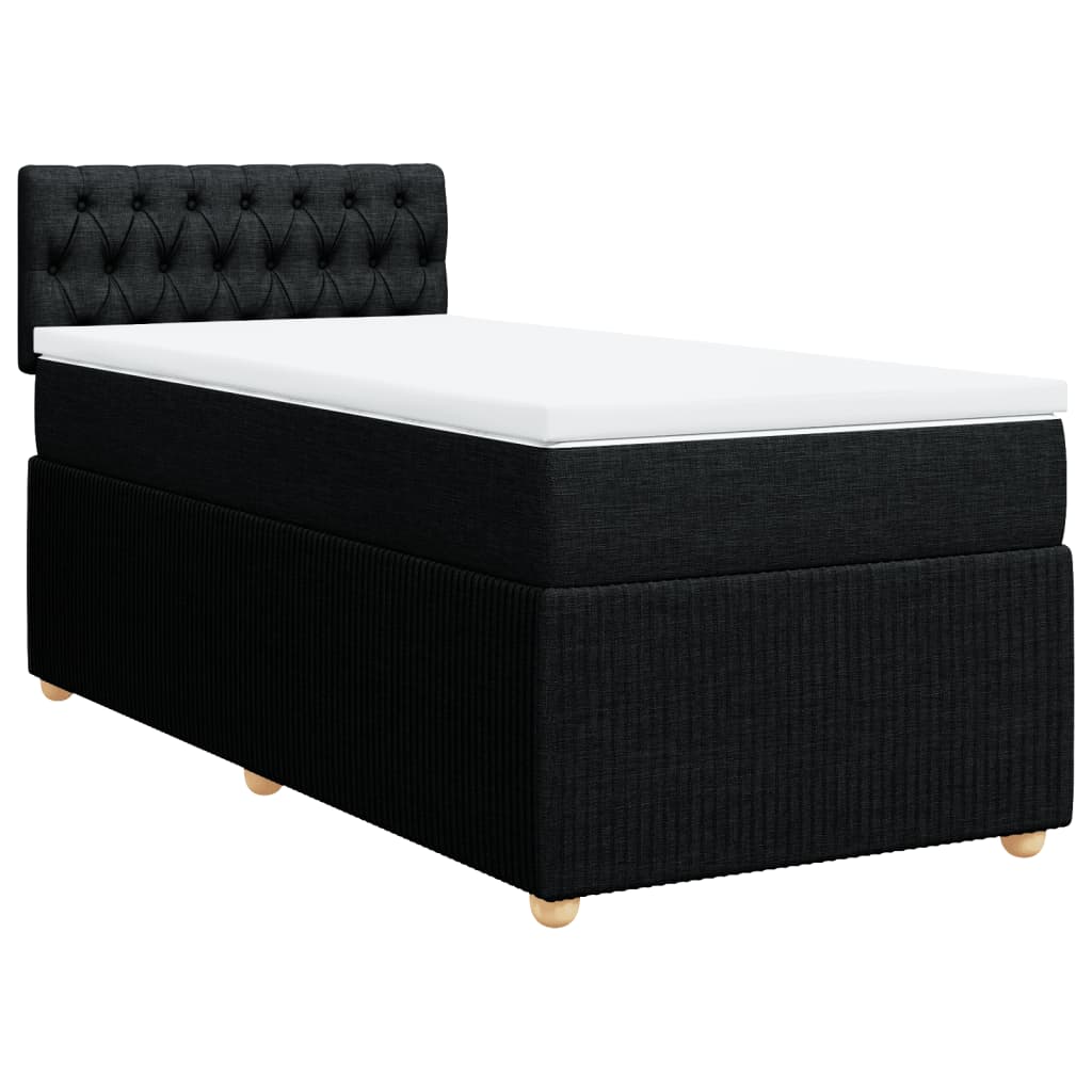 Slatted bed base with mattress Black 90x200 cm Fabric