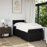 Slatted bed base with mattress Black 90x200 cm Fabric