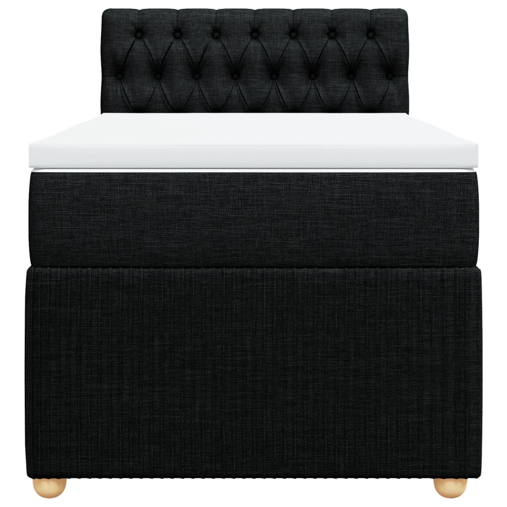 Slatted bed base with mattress Black 90x200 cm Fabric