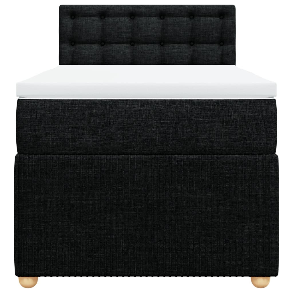 Slatted bed base with mattress Black 90x200 cm Fabric