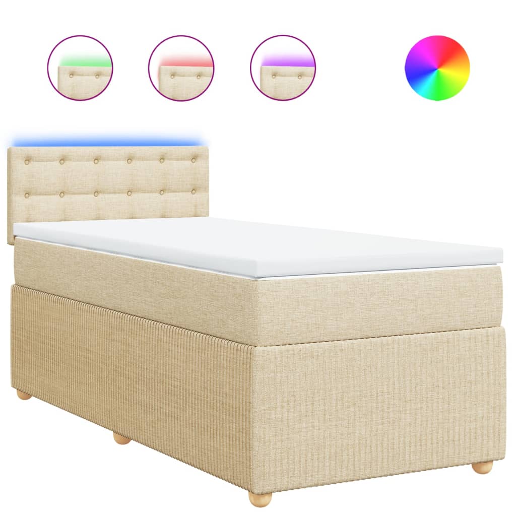 Bed slatted base with mattress Cream 90x200 cm Fabric