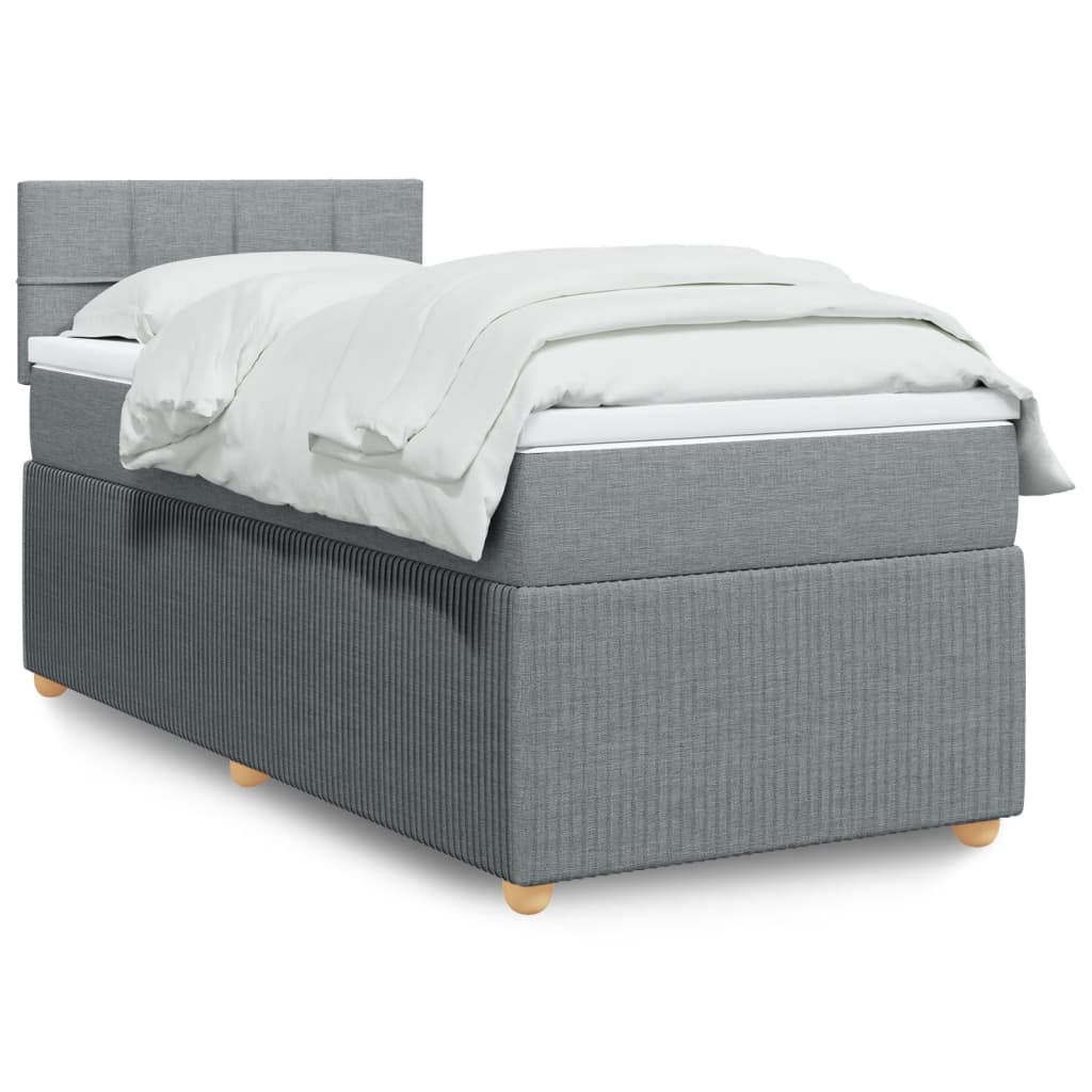 Slatted bed base with mattress Light grey 100x200cm Fabric