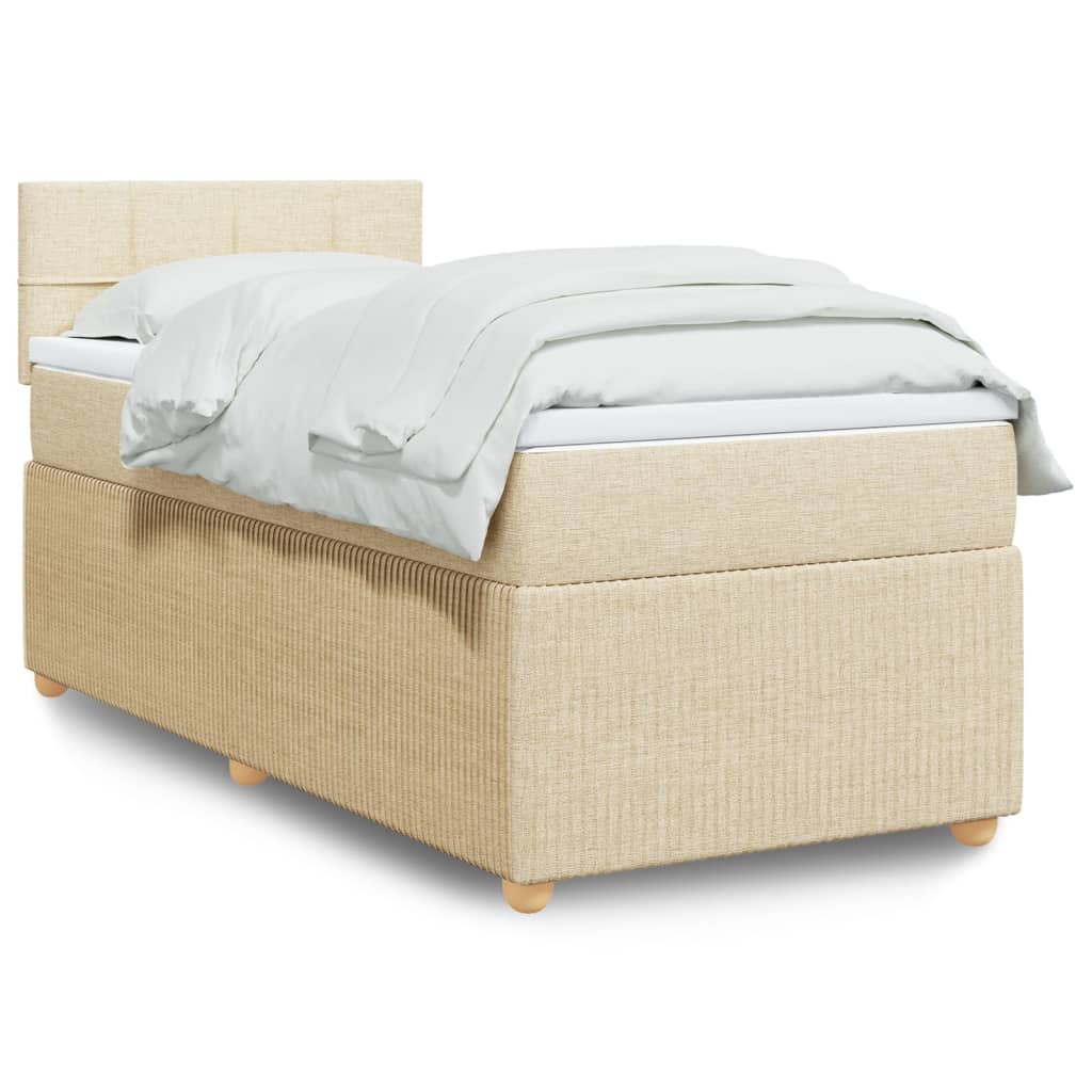 Bed slatted base with mattress Cream 100x200 cm Fabric